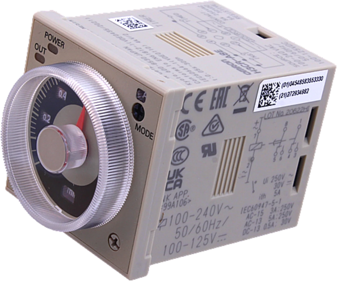 Tidrelä, Omron H3CRA8E, (DEVE), 8-pin sockel, 100-250V